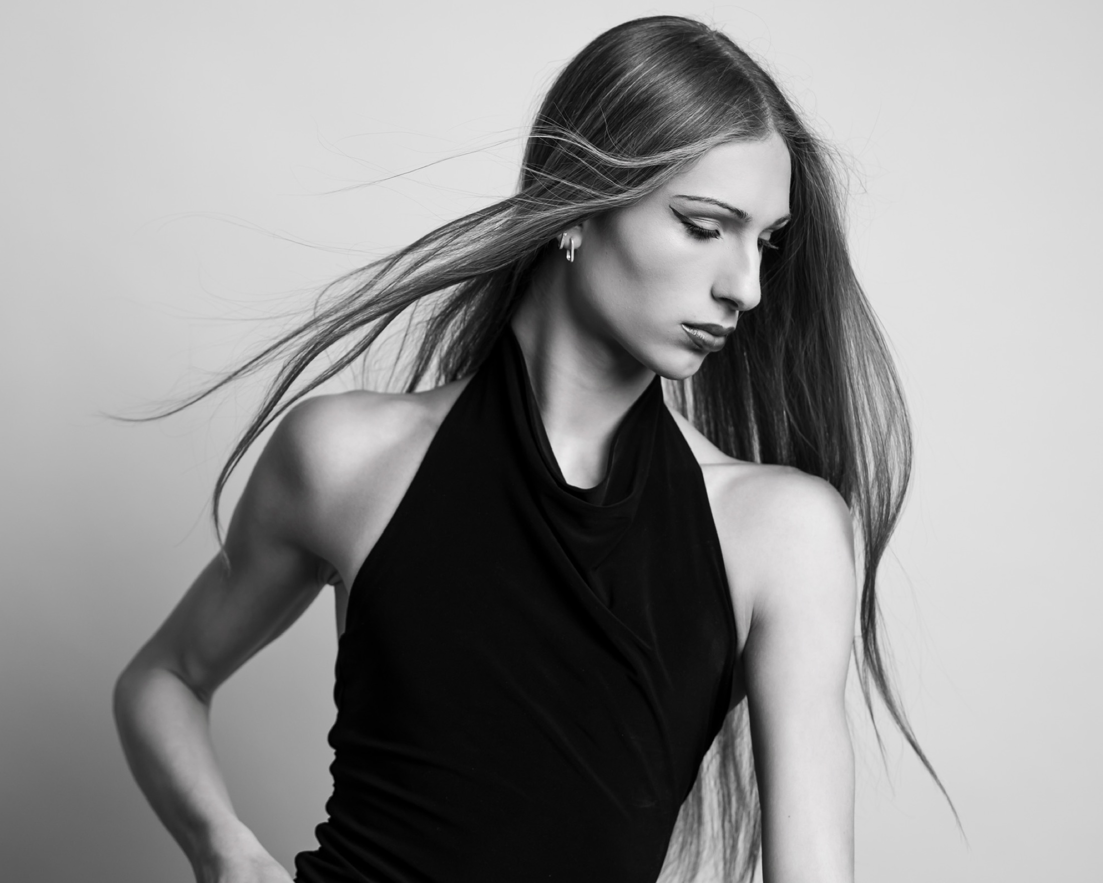 Black-and-white movement portrait